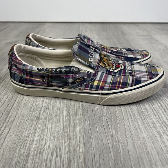 Polo Ralph Lauren Sneakers Keaton Slip On Tiger Plaid Shoes Size 12 Preppy A - Picture 5 of 10